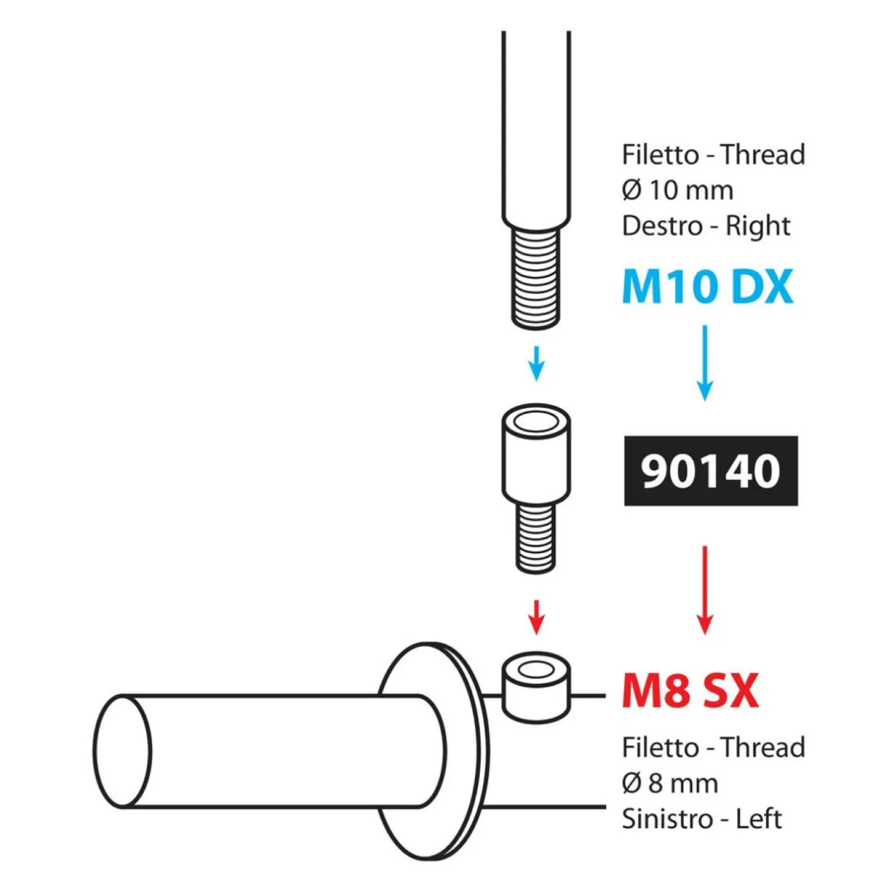Adatattatore.specchio Da M10 Dx A M8 Sx