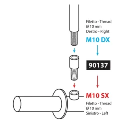 Adattatore Lampa Per Specchi Moto Da M10 Dx A M10 Sx