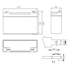 Batteria Al Piombo Ricaricabile AGM Per Servizi 6v 12ah