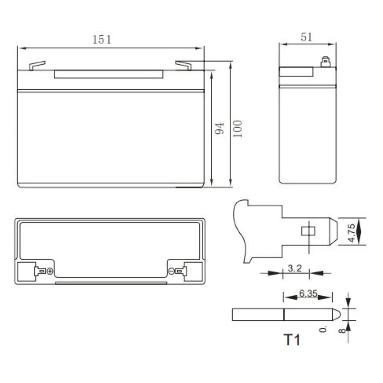 Batteria Al Piombo Ricaricabile AGM Per Servizi 6v 12ah