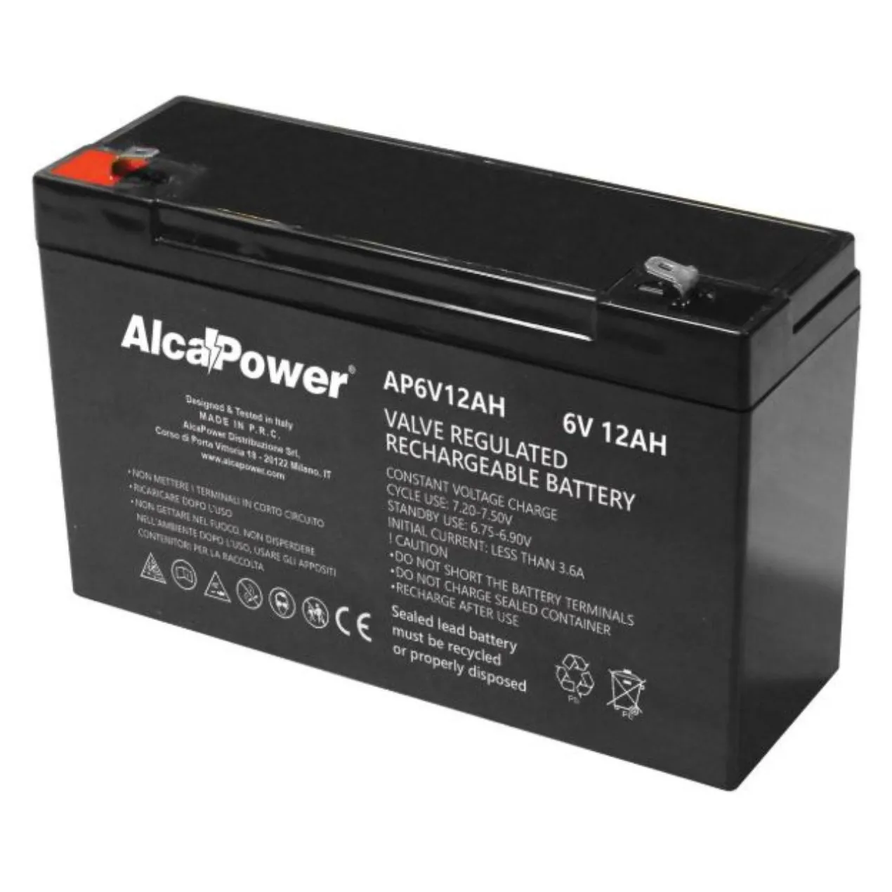 Batteria Al Piombo Ricaricabile AGM Per Servizi 6v 12ah