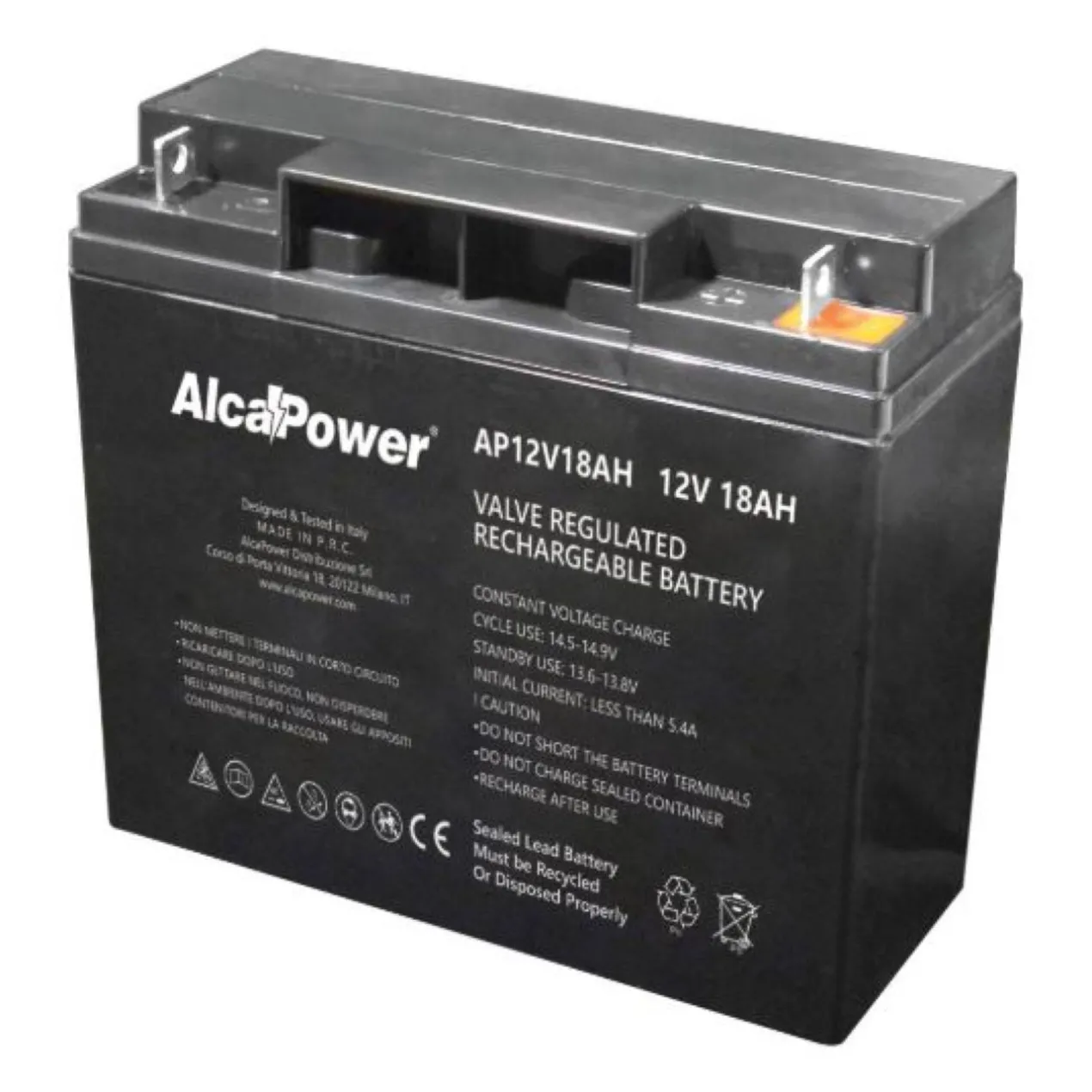 Batteria Al Piombo Ricaricabile AGM Per Servizi 12v 18ah