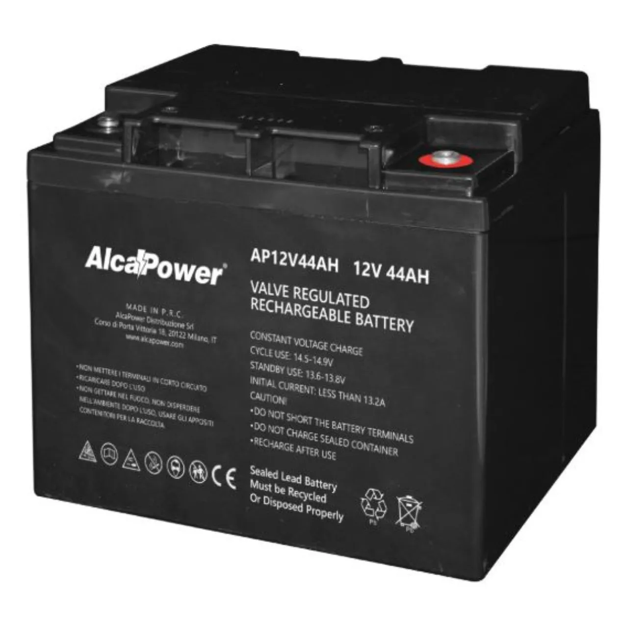 Batteria Al Piombo Ricaricabile AGM Per Servizi 12v 44ah