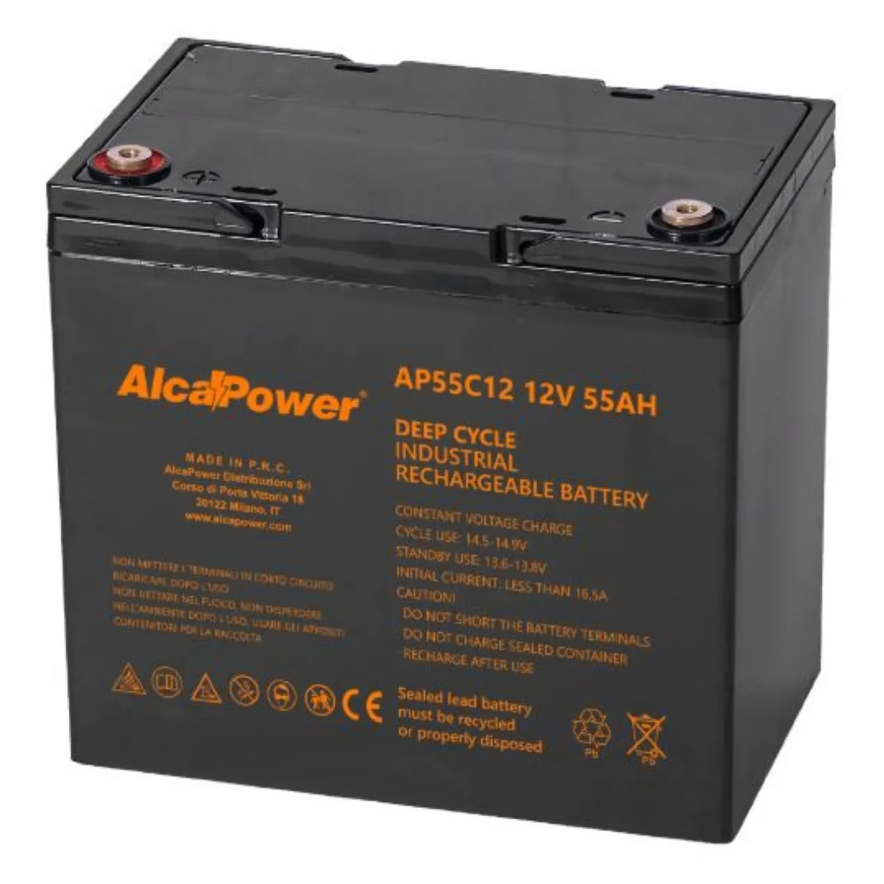 Batteria Al Piombo Ricaricabile AGM CICLICA Per Servizi 12v 55ah