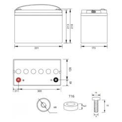 Batteria Al Piombo Ricaricabile AGM Per Servizi 12v 100ah