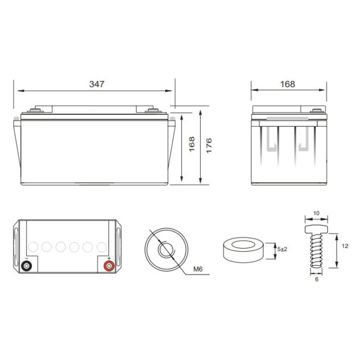 Batteria Al Piombo Ricaricabile AGM Per Servizi 12v 65ah