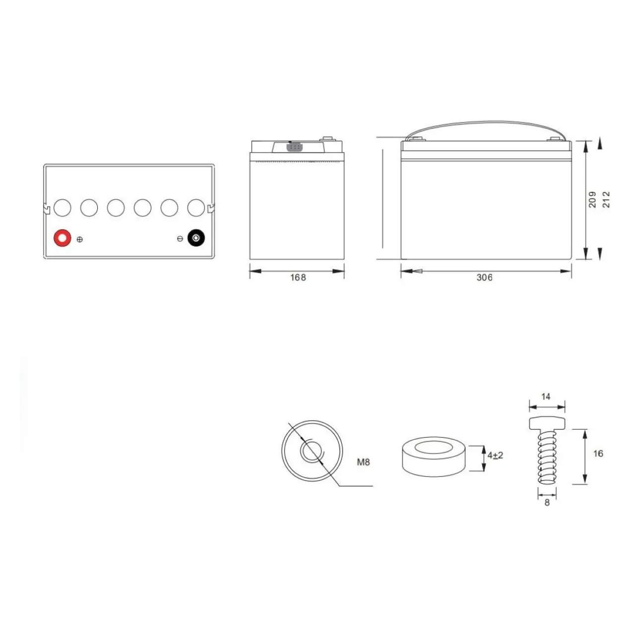 Batteria Al Piombo Ricaricabile AGM CICLICA Per Servizi 12v 100ah