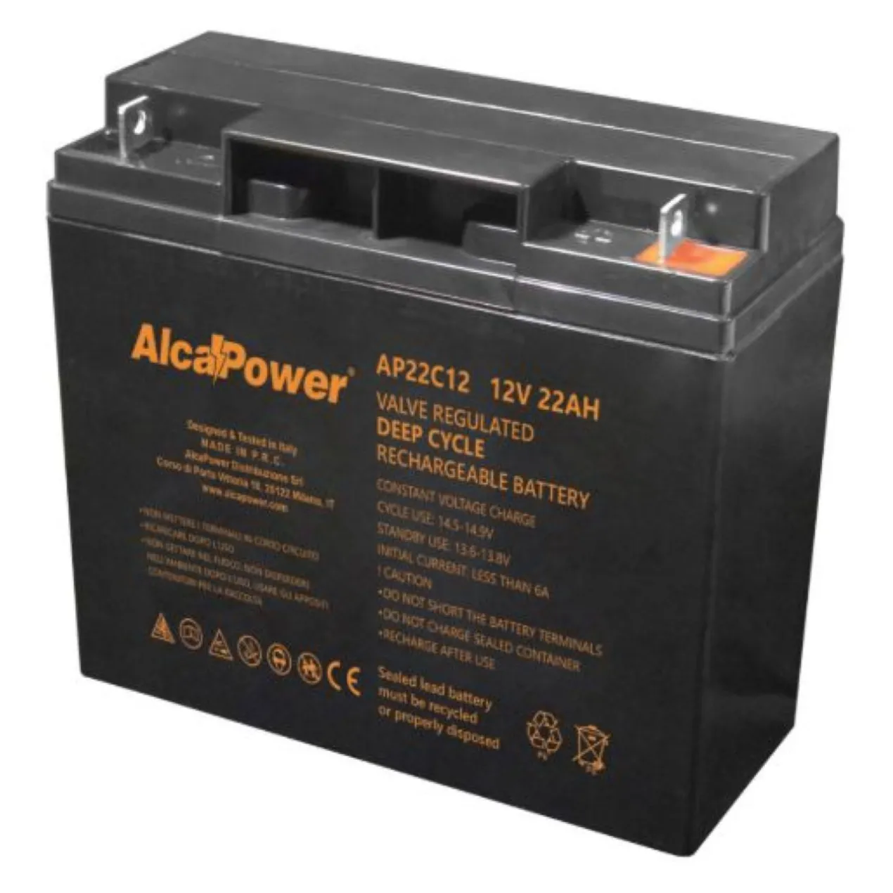 Batteria Al Piombo Ricaricabile AGM CICLICA Per Servizi 12v 22ah
