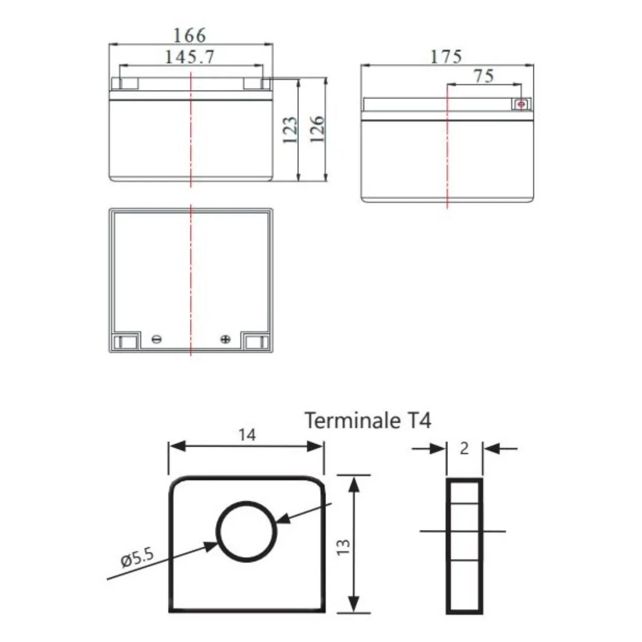 Batteria Al Piombo Ricaricabile AGM CICLICA Per Servizi 12v 26ah