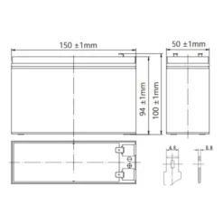 Batteria Al Piombo Ricaricabile AGM Per Servizi 12v 6ah
