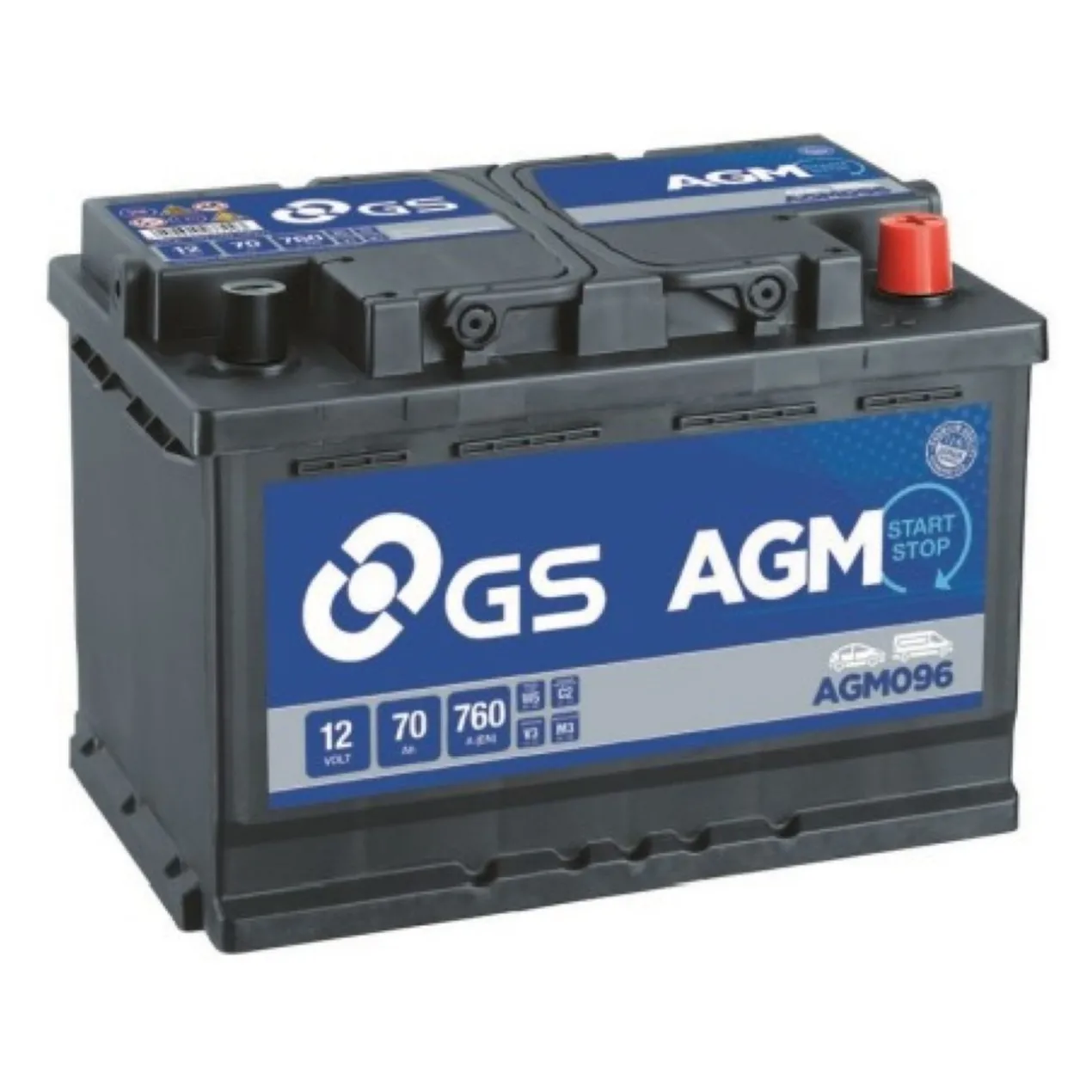 Batteria Auto Start & Stop Gs-yuasa AGM096 70 Ah. 760 A.