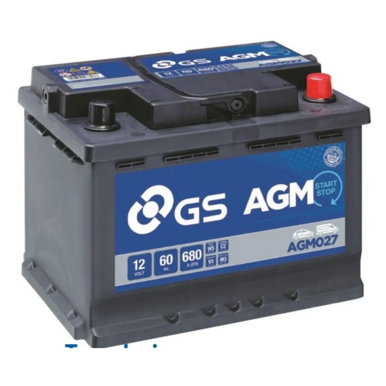 Batteria Auto Start & Stop Gs-yuasa AGM027 60 Ah. 640 A.