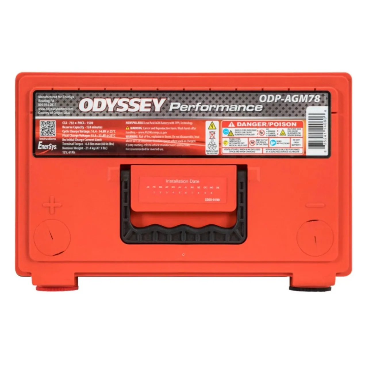 Batteria Odyssey Odp-agm78 (ex 78-790) Agm Performance Auto 61 Ah.