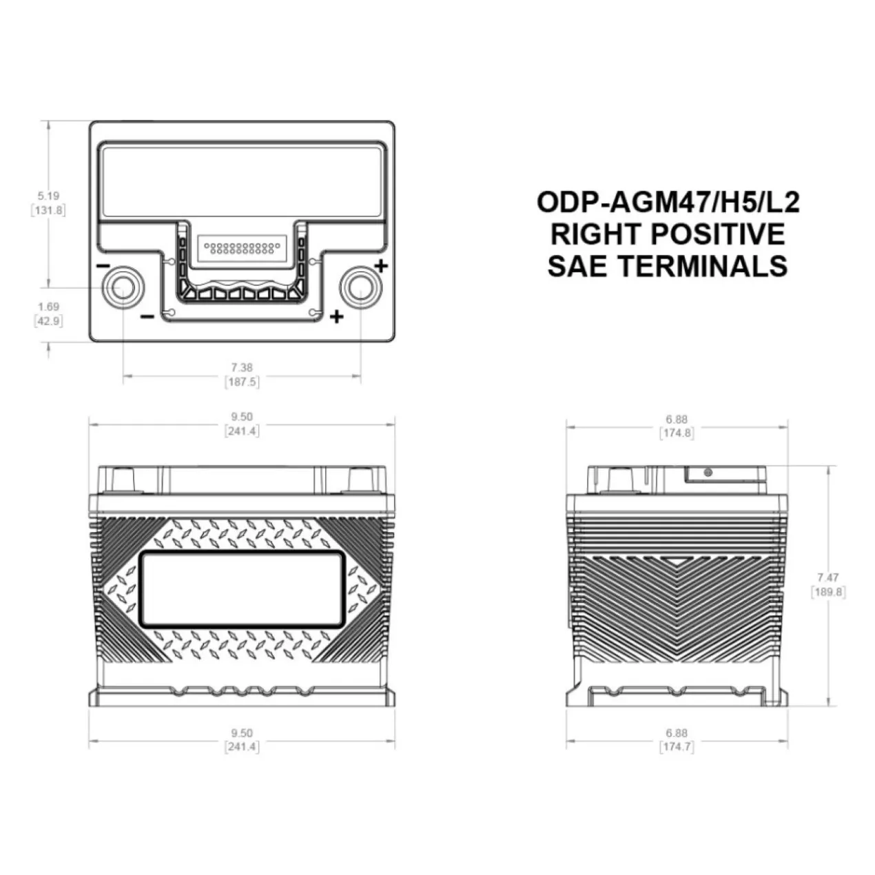 Batteria Odyssey Odp-agm47 H5 L2 (ex 47-650) Agm Performance Auto 62
