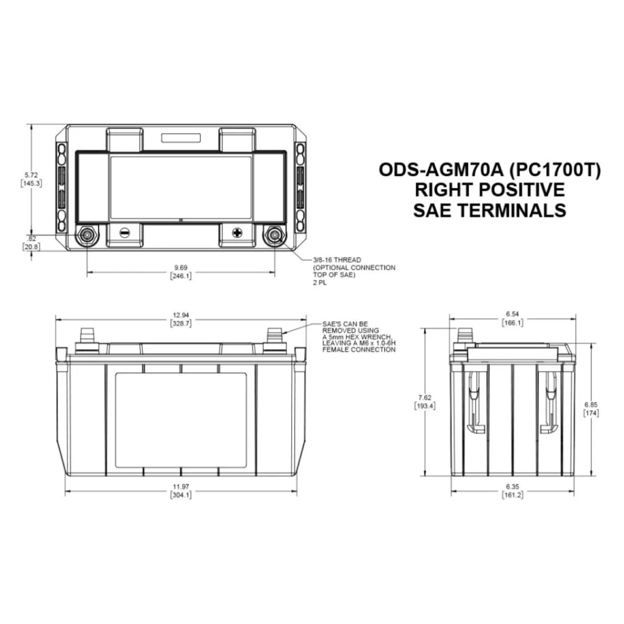 Batteria Odyssey Ods-agm70a (ex Pc1700t) Agm Extreme Series 68 Ah.