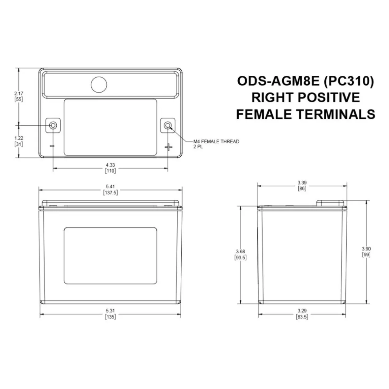 Batteria Odyssey Ods-agm8e (ex Pc310) Agm Extreme Series 8 Ah.