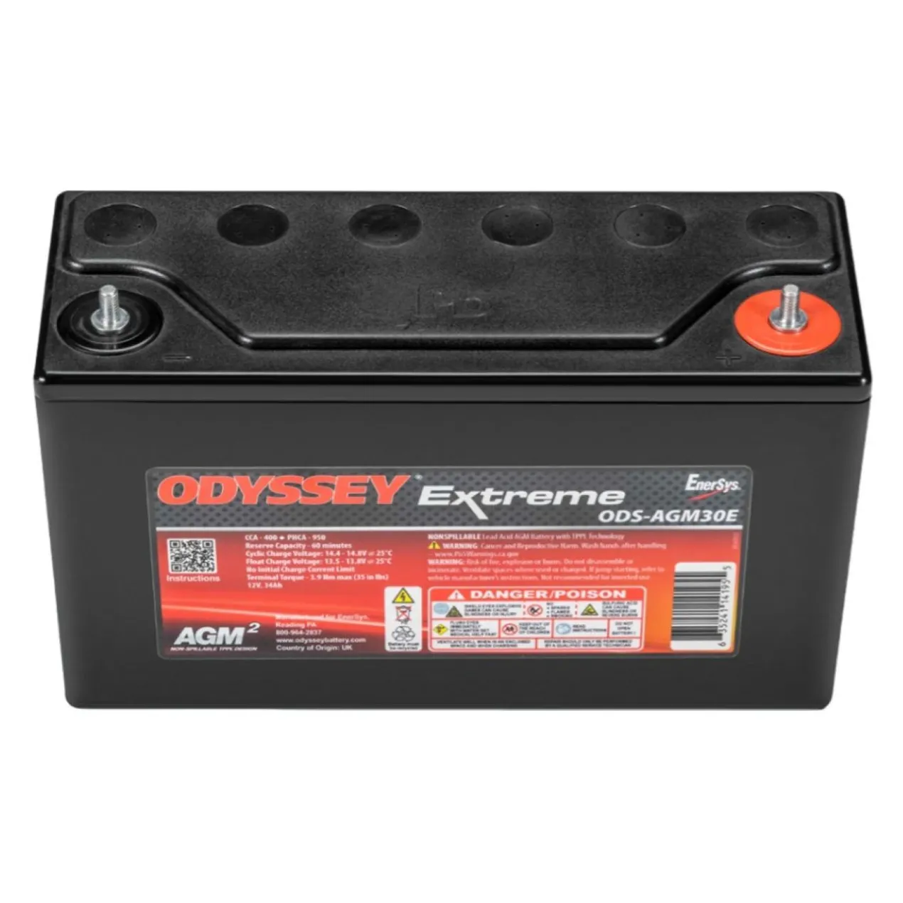 Batteria Odyssey Ods-agm30e (ex Pc950) Agm Extreme Series 34 Ah.