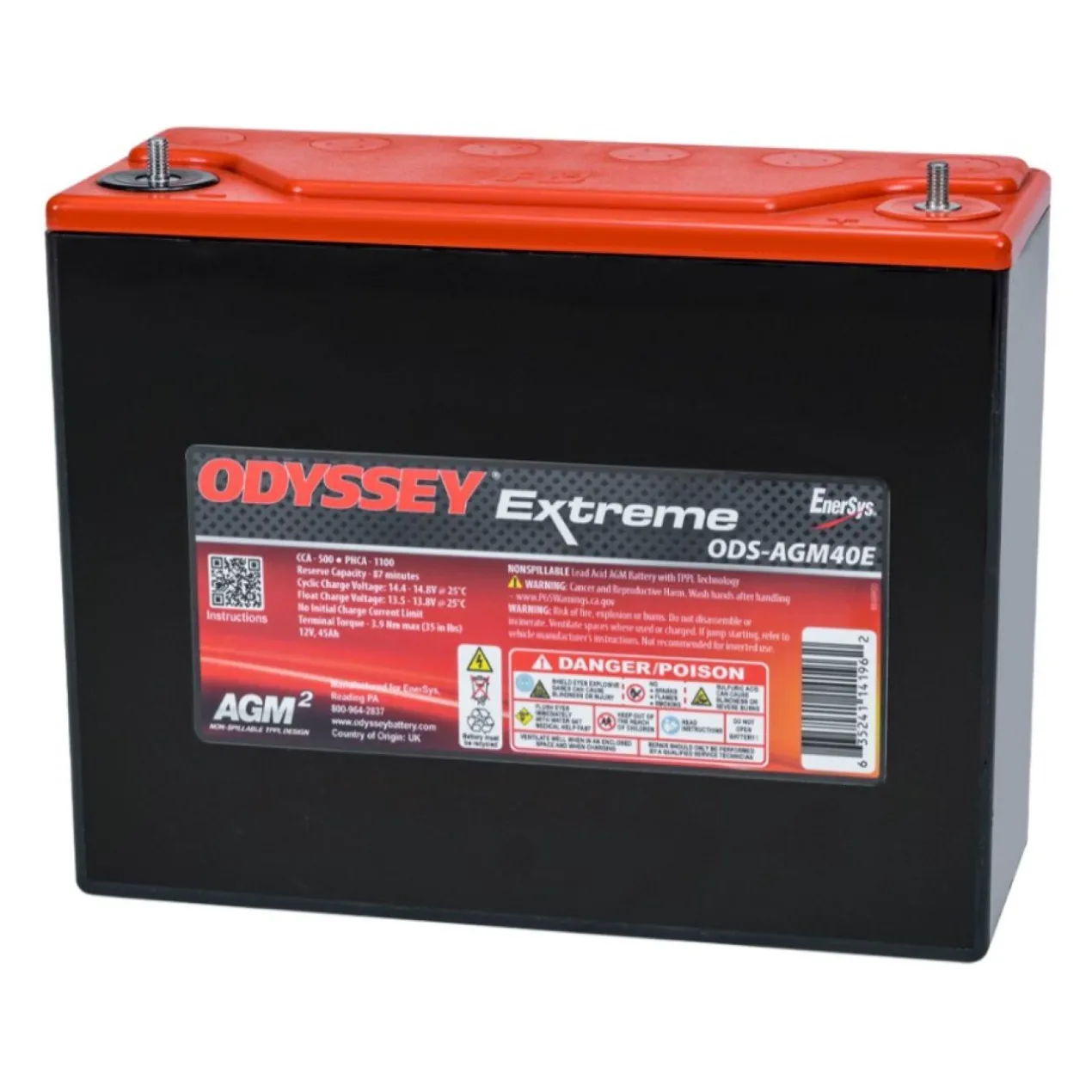 Batteria Odyssey Ods-agm40e (ex Pc1100) Agm Extreme Series 45 Ah.