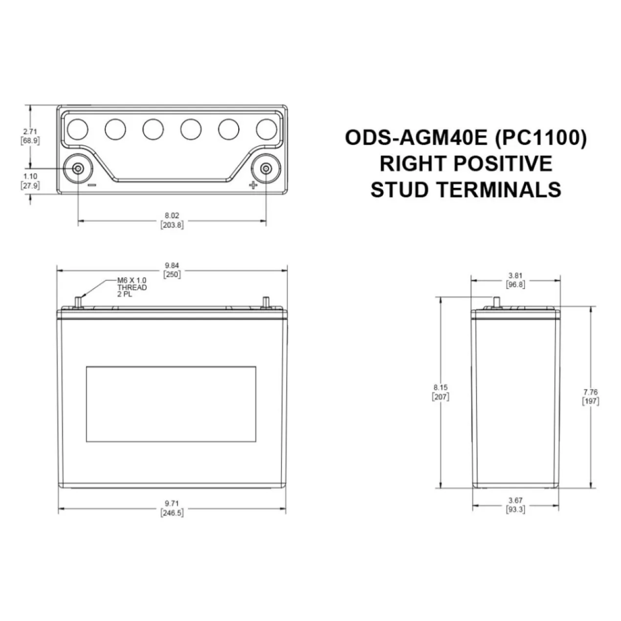 Batteria Odyssey Ods-agm40e (ex Pc1100) Agm Extreme Series 45 Ah.