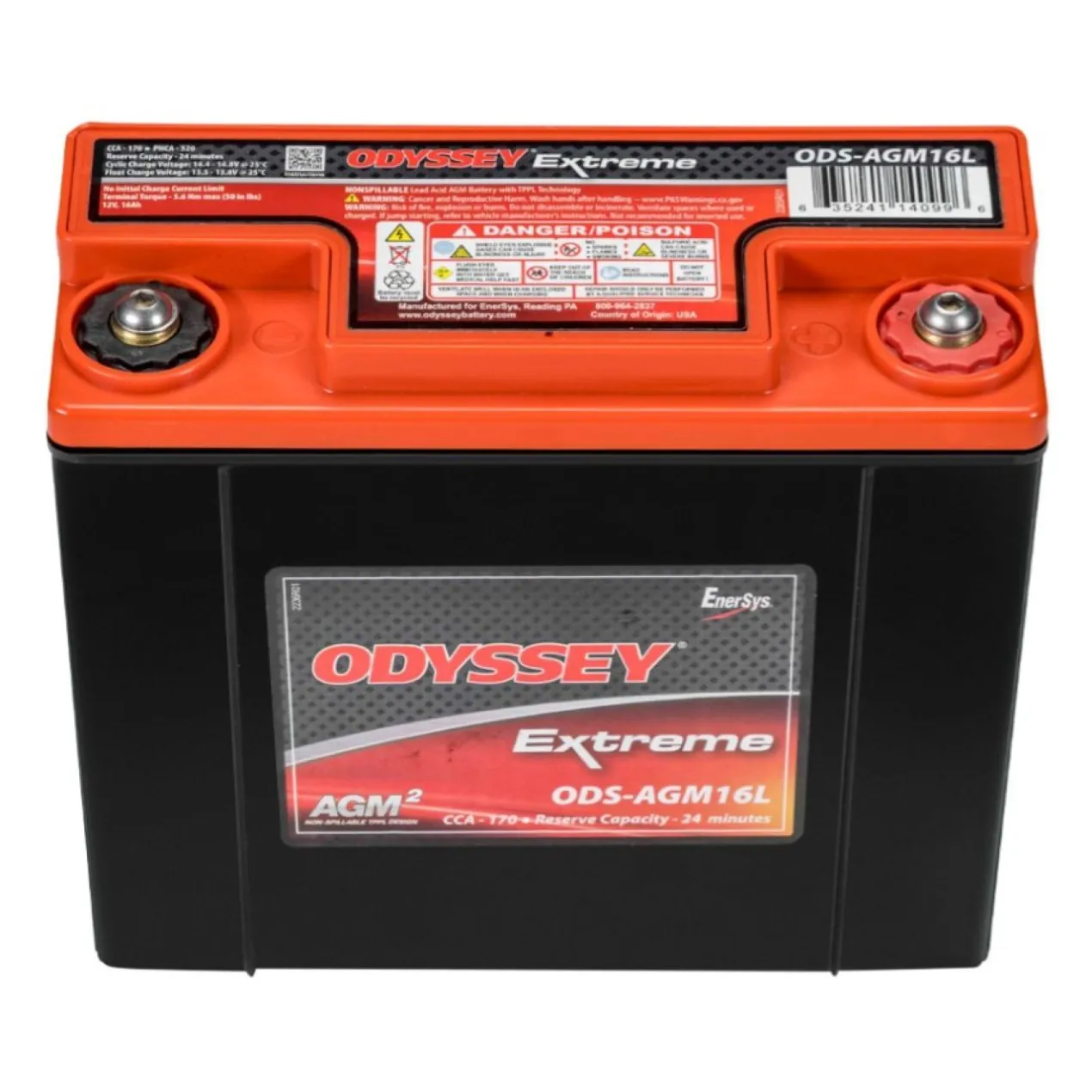 Batteria Odyssey Ods-agm16l (ex Pc680) Agm Extreme Series 16 Ah.