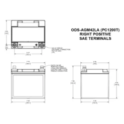 Batteria Odyssey Ods-agm42la (ex Pc1200t) Agm Extreme Series 42 Ah.