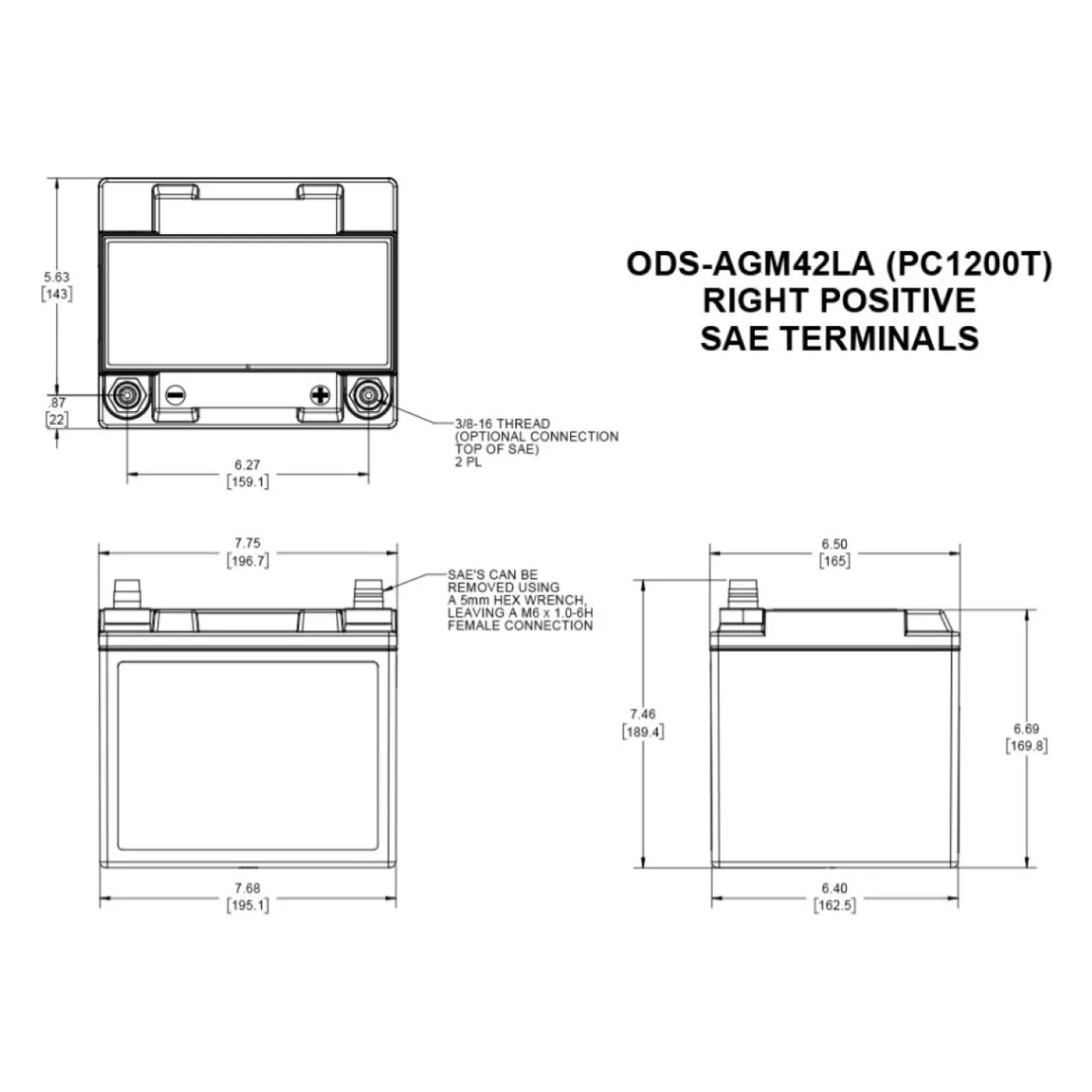 Batteria Odyssey Ods-agm42la (ex Pc1200t) Agm Extreme Series 42 Ah.