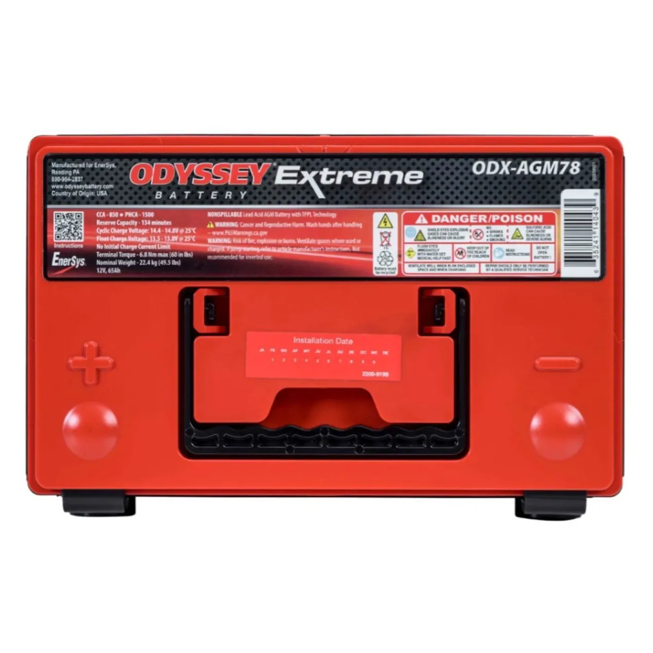 Batteria Odyssey Odx-agm78 (ex 78-pc1500) Agm Extreme Series 68 Ah.