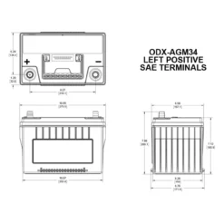 Batteria Odyssey Odx-agm34 (ex 34-pc1500) Agm Extreme Series 68 Ah.