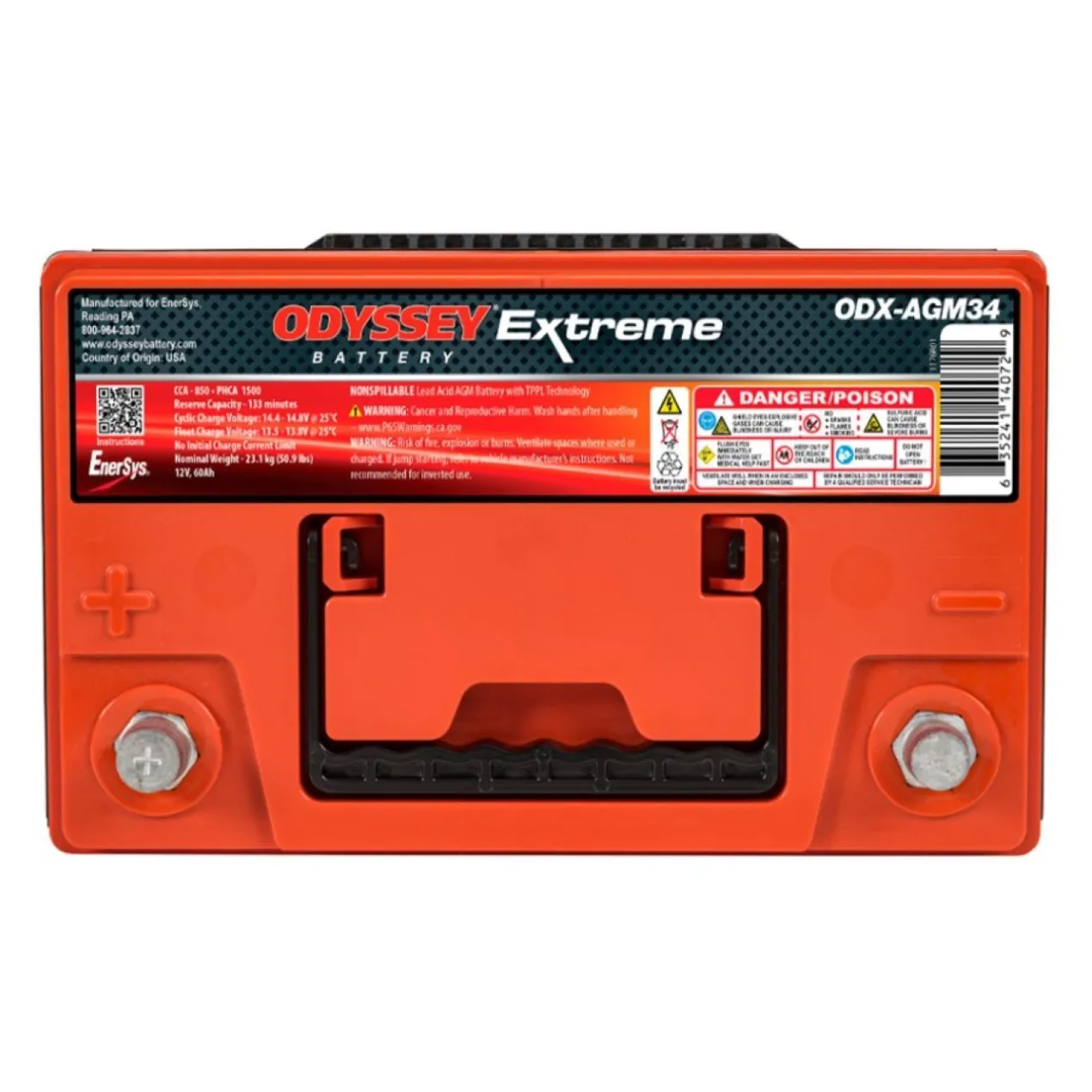 Batteria Odyssey Odx-agm34 (ex 34-pc1500) Agm Extreme Series 68 Ah.