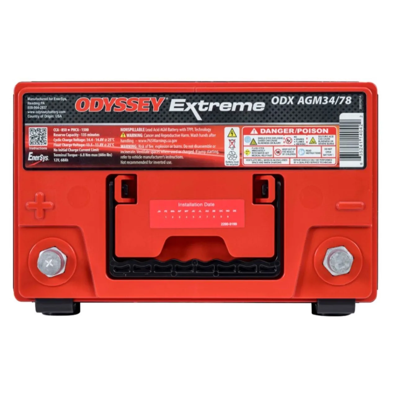 Batteria Odyssey Odx-agm34/78 (ex 34/78-pc1500) Agm Extreme Series 68 Ah