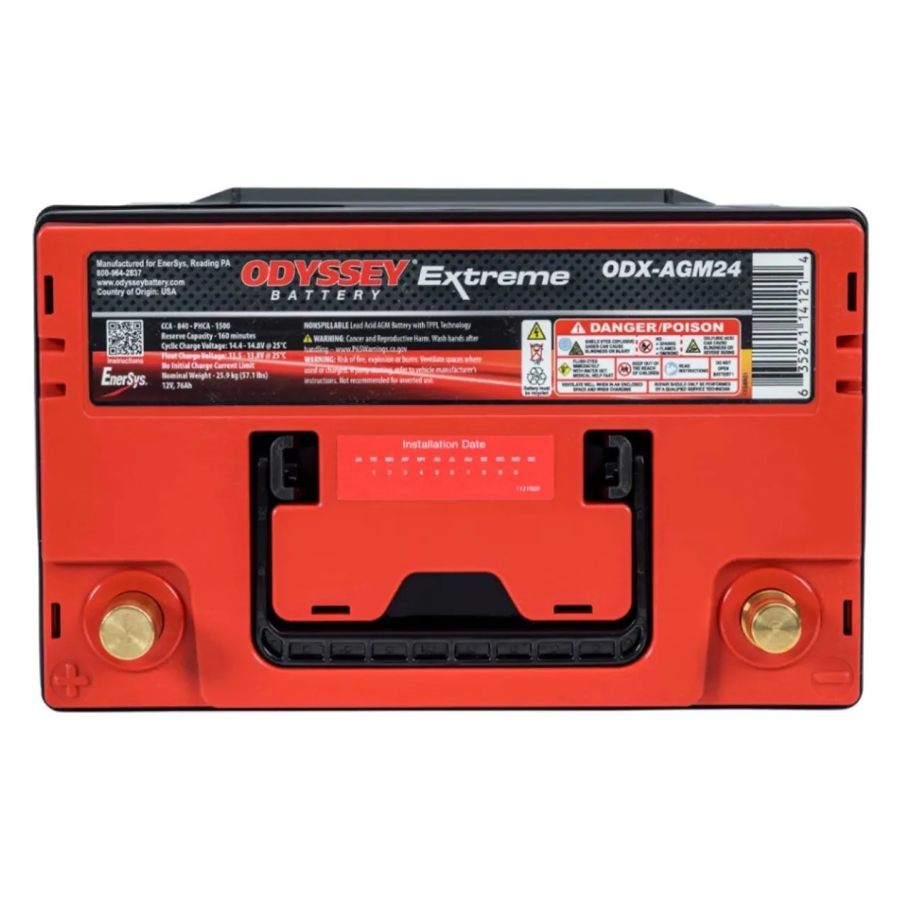 Batteria Odyssey Odx-agm24 (ex Odx-agm24) Agm Extreme Series 76 Ah.
