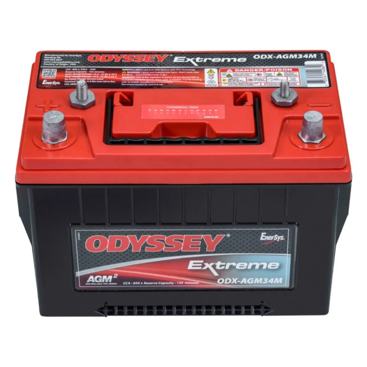 Batteria Odyssey Odx-agm34m (ex 34m-pc1500) Agm Nautica E Diporto 68 Ah.
