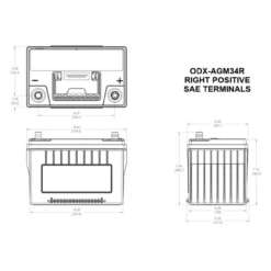 Batteria Odyssey Odx-agm34r (ex 34r-pc1500) Agm Extreme Series 68 Ah.