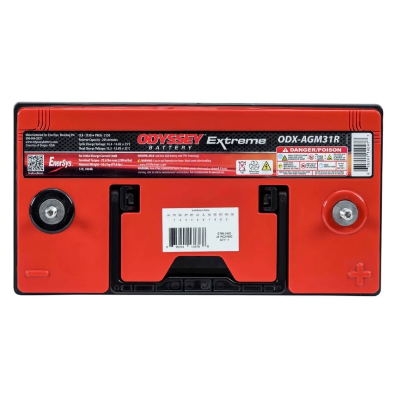 Batteria Odyssey Odx-agm31r (ex 31r-pc2150s) Agm Extreme Series 100 Ah.