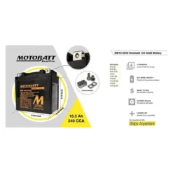 Batteria Potenziata Agm Motobatt 16,5 Ah Mbyz16hd