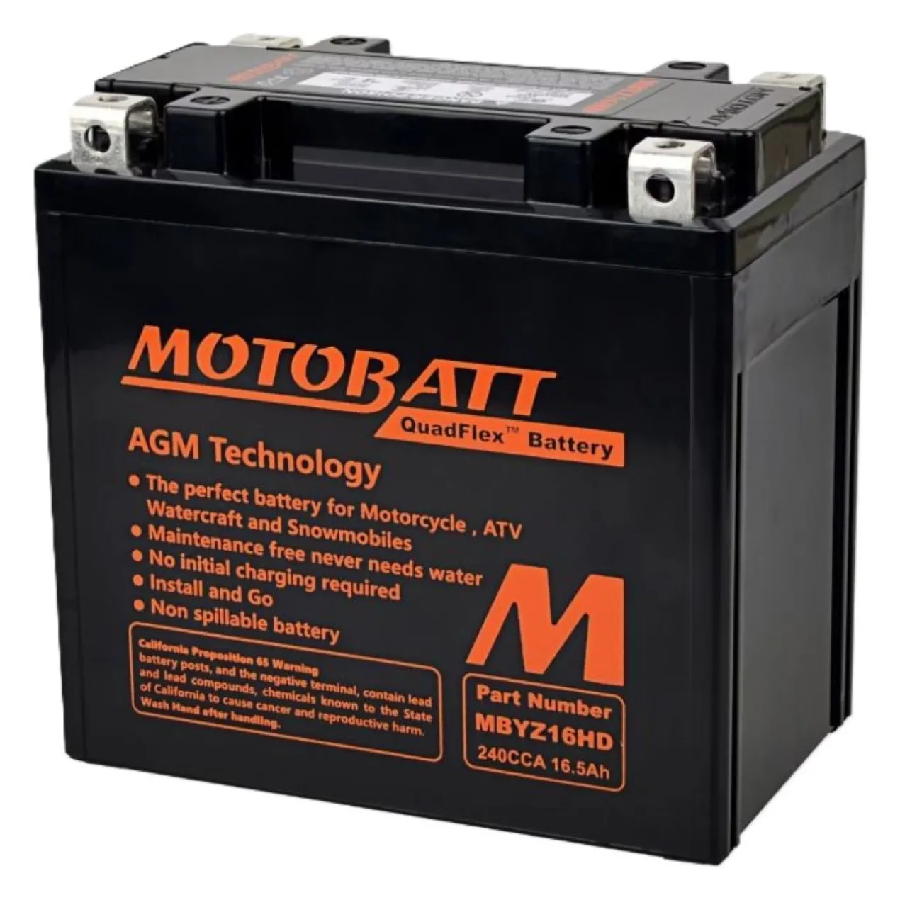 Batteria Potenziata Agm Motobatt 16,5 Ah Mbyz16hd
