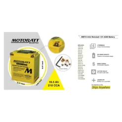 Batteria Potenziata Agm Motobatt 16,5 Ah. Mbtx14au
