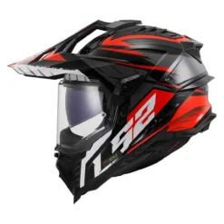 Casco Adventure Ls2 Mx701 Explorer Spire Black Titanium Red
