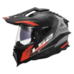 Casco Adventure Ls2 Mx701 Explorer Hexa Black Red Grey