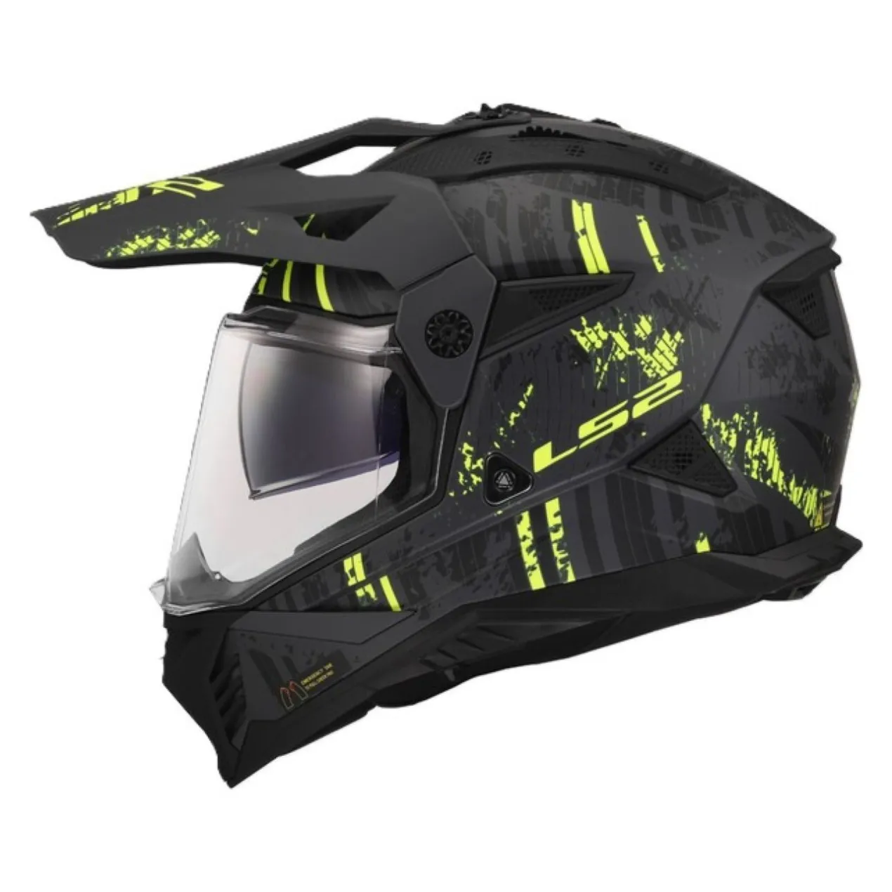 Casco Adventure Ls2 Mx702 Pioneer II Crazy M.black H-v Yell.