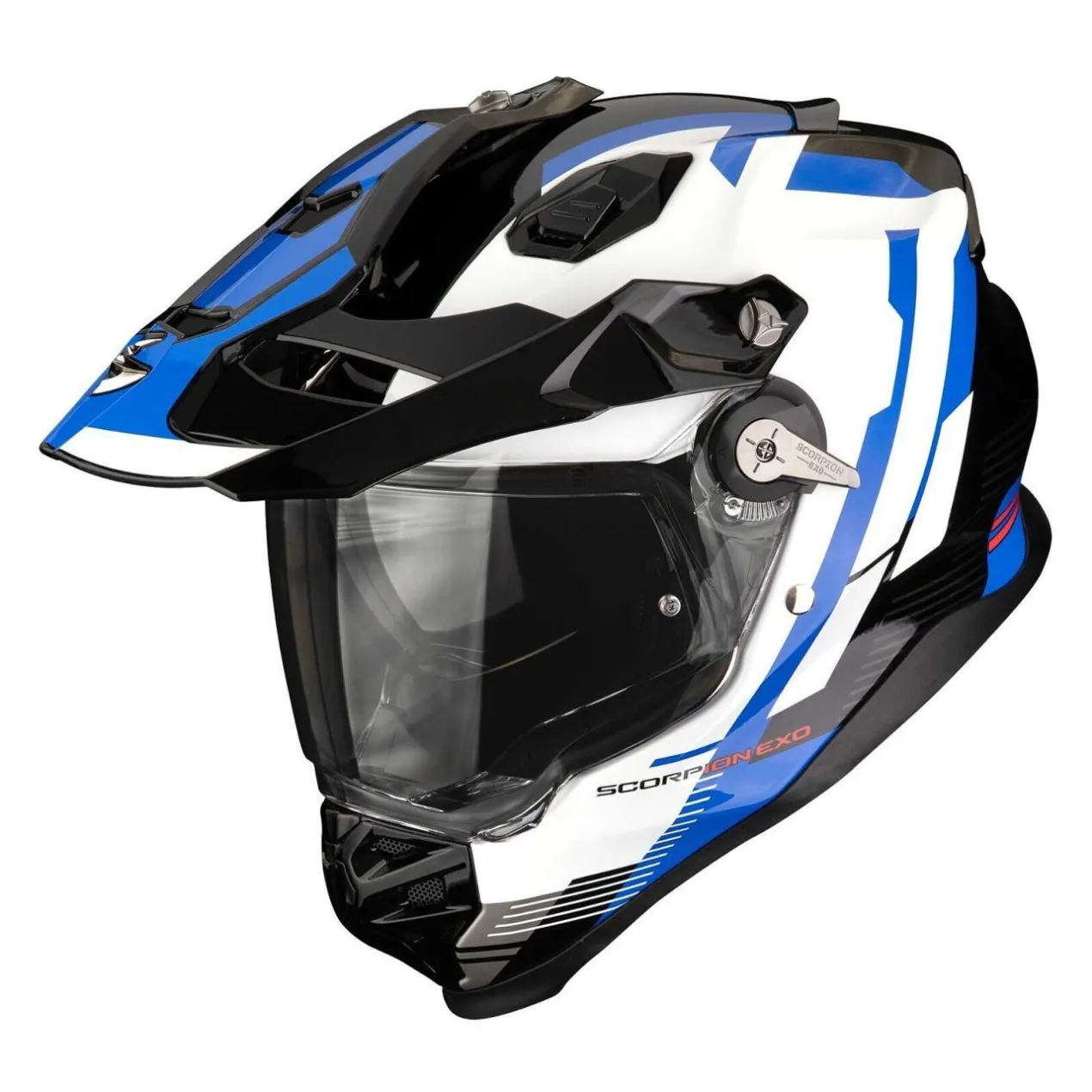 Casco Integrale Adventure Scorpion Adf-9000 Air Patrol Nero Blu Bianco