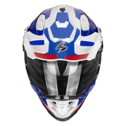 Casco Integrale Adventure Scorpion Adf-9000 Air Patrol Bianco Blu Rosso
