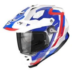 Casco Integrale Adventure Scorpion Adf-9000 Air Patrol Bianco Blu Rosso