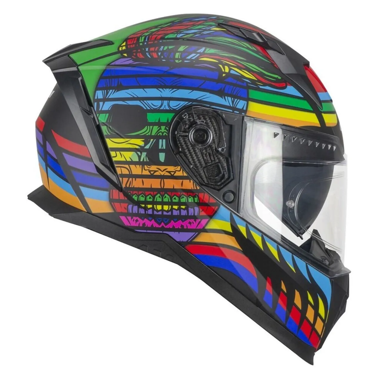 Casco Integrale Cgm 311x Blast Skull Nero Blu Rosso Opaco