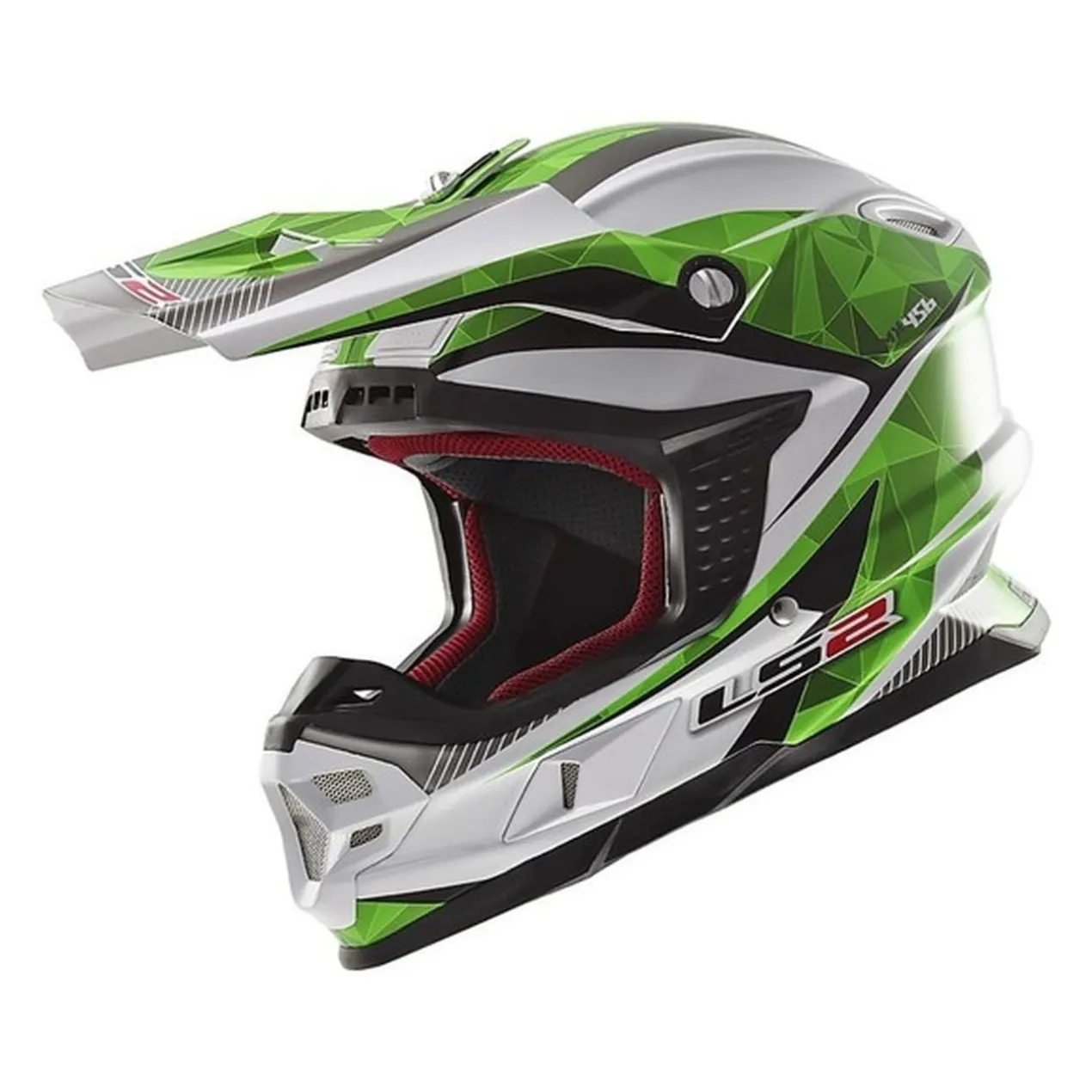 Casco Integrale Cross Ls2 Mx456 Fibra Quartz White Green