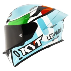 Casco Integrale Kyt Tt-revo Replica Leopard Tricolore Light Blue