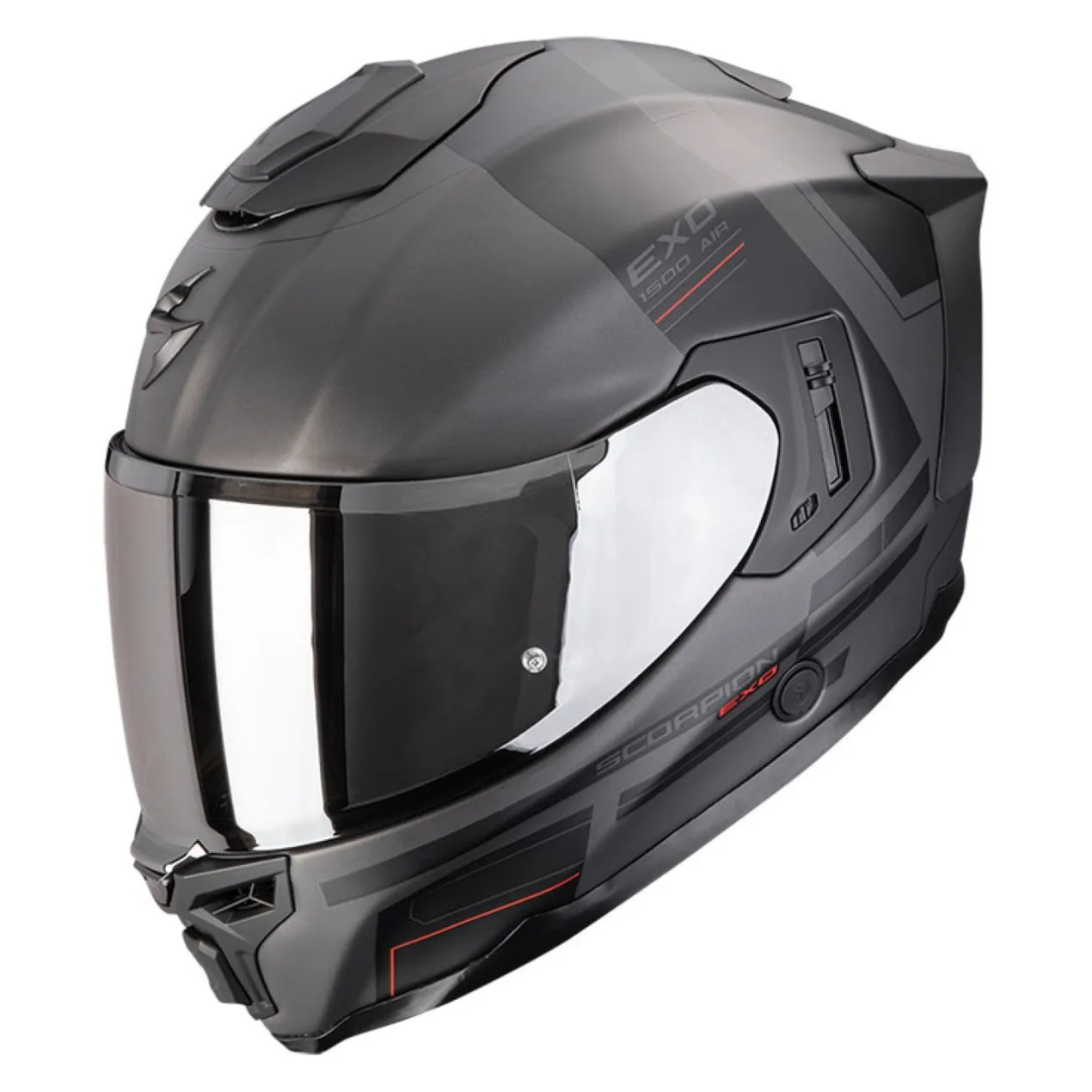 Casco Integrale Scorpion Exo-1500 Air Dual Argento Opaco Nero Rosso