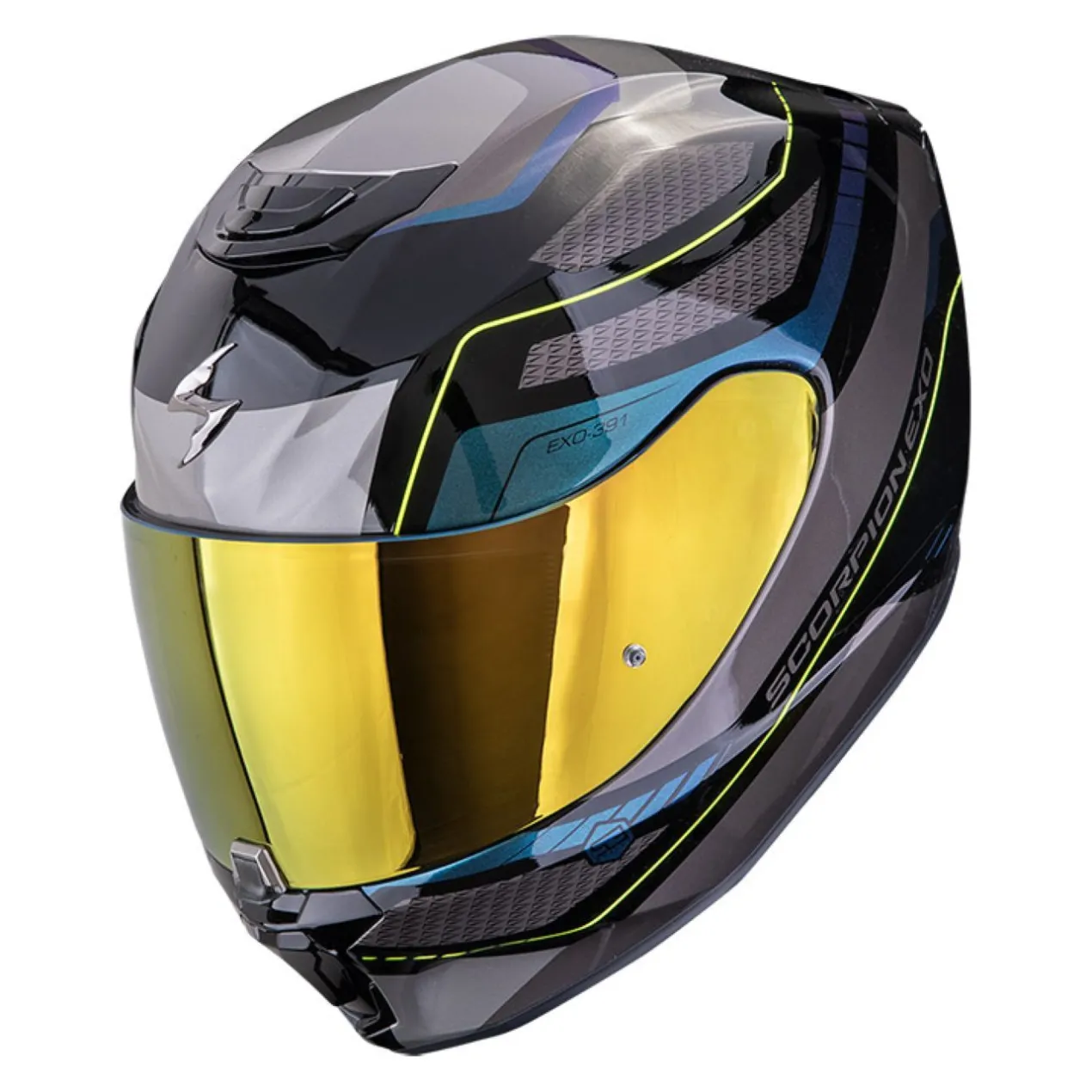 Casco Integrale Scorpion Exo-391 Leo Nero Blu