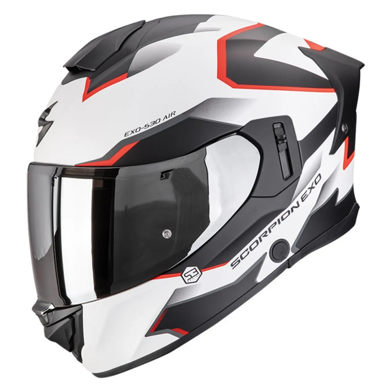 Casco Integrale Scorpion Exo-530 Air Clip Bianco Opaco Nero Rosso