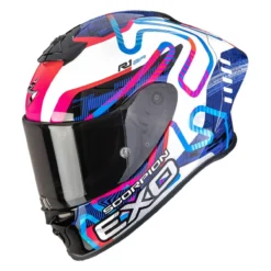 Casco Integrale Scorpion Exo-r1 Evo II Air Cornering Bianco Blu Rosa